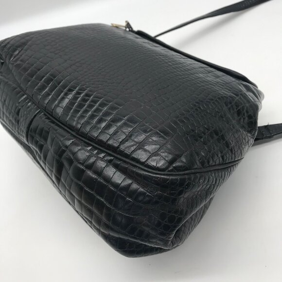 Sharif Vintage Black Croc Embossed Leather Studded Crossbody - Picture 8 of 12